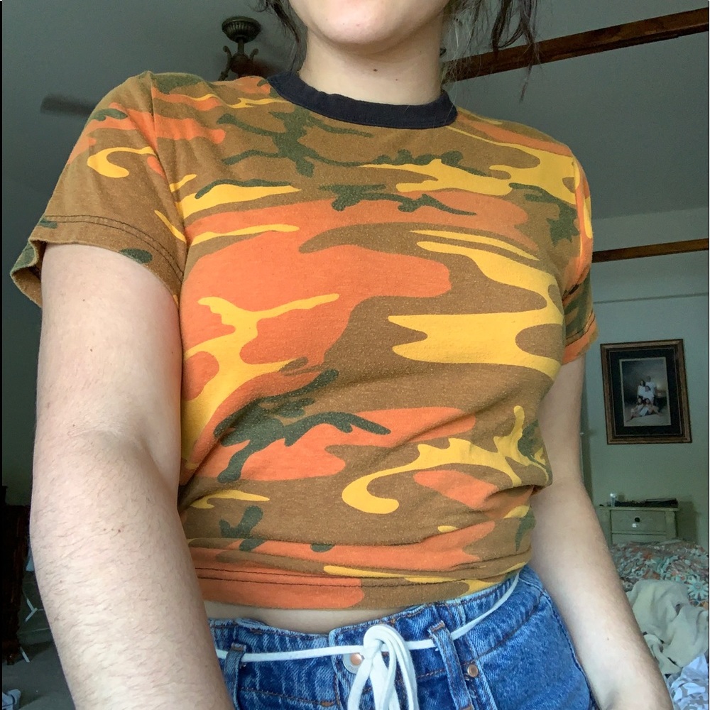 orange camo tshirt